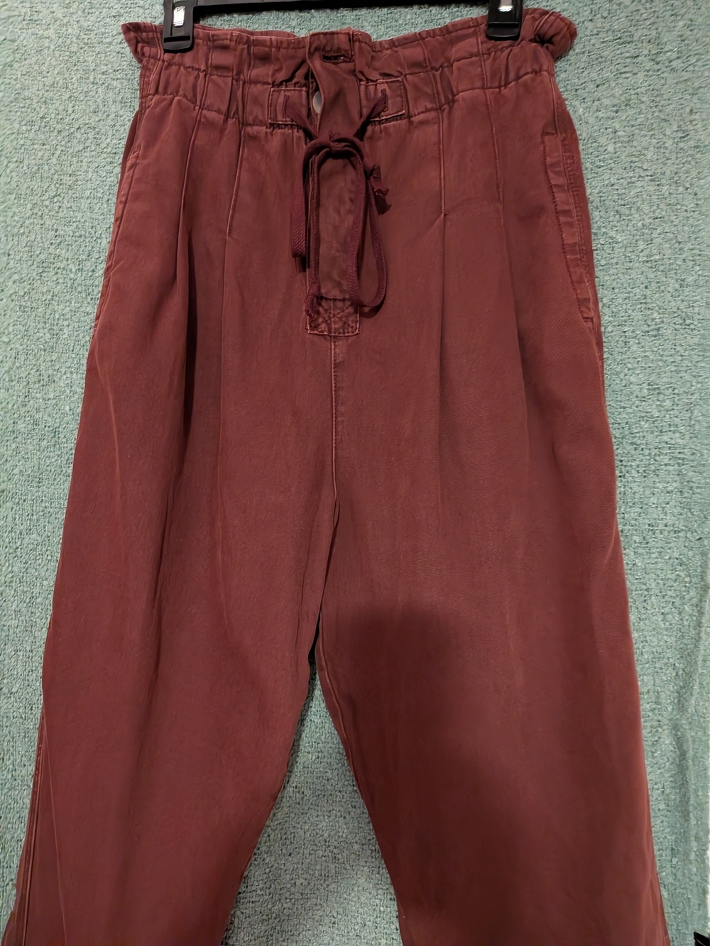 Free People Burgundy Paperbag Waist Cropped Pants